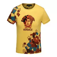 versace t-shirt unisexe graphique haute couture center mark yellow